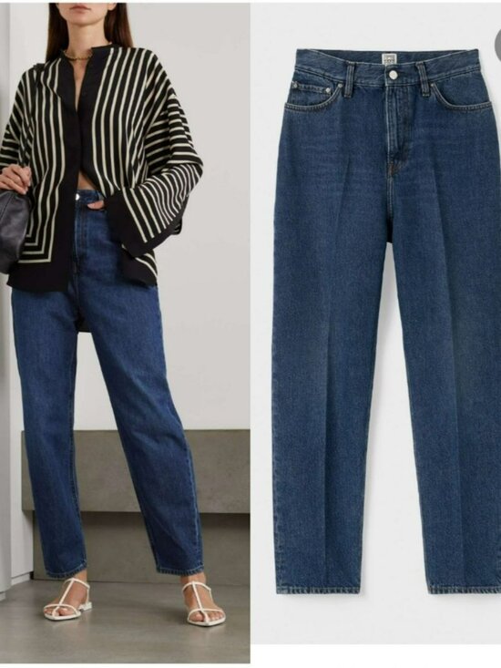 Toteme Denim - Toteme $360 Dark Wash Blue Tapered Leg Denim Jeans Womens 25 223-231-741